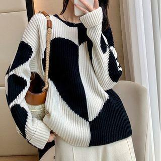 Two Tone Heart Sweater
