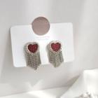 Faux Leather Heart Alloy Fringed Earring