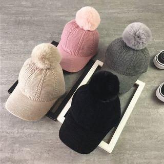 Furry Ball Knit Cap