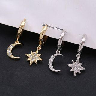 Star Sterling Silver Hoop Earring