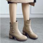 Strapped Chunky-heel Short Boots