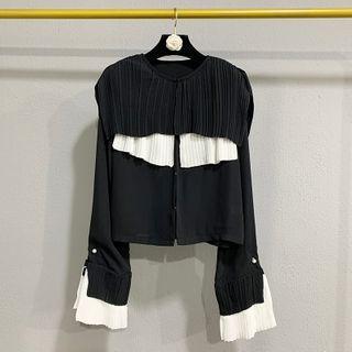 Color-block Bell-sleeve Blouse