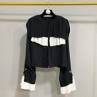 Color-block Bell-sleeve Blouse