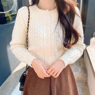 Scallop-edge Cable-knit Cardigan