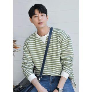 Slit-side Striped Sweatshirt
