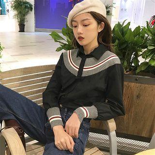 Striped Knit Panel Shirt