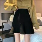 Plain High-waist Slim-fit A-line Skirt