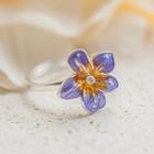 Flower Ring Purple Flower - Silver - One Size