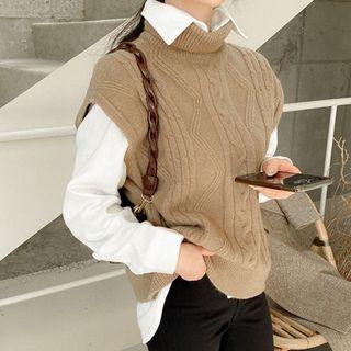 Turtle-neck Drop-shoulder Vest