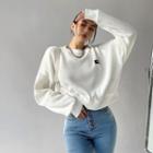 Waffle Patten Cropped Sweatshirt