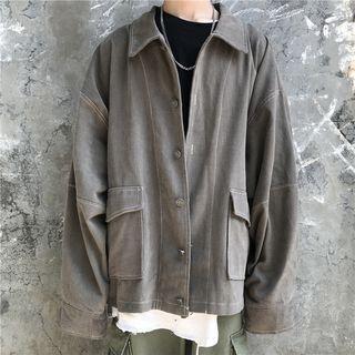 Contrast-lining Cargo Shirt Jacket