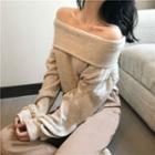 Off-shoulder Sweater Almond - One Size