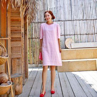 Puff-shoulder Shift Dress