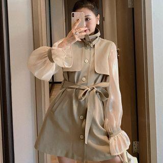 Two-tone Single-breasted Trench Jacket / Midi Trench Coat