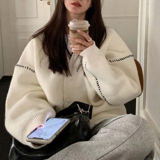 Stitched Knit Cardigan