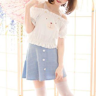 Short-sleeve Off Shoulder Top / A-line Skirt