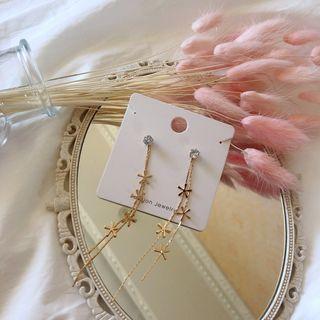 Flower Rhinestone Fringed Earring 1 Pair - Flower Rhinestone Fringed Earring - Gold - One Size