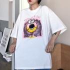 Elbow-sleeve Donut Print T-shirt