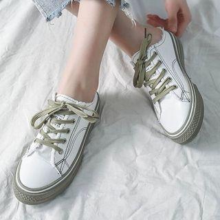 Color Platform Lace-up Sneaker Mules