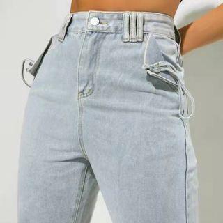 Mock Pocket High-waist Loose-fit Straight Leg Jeans