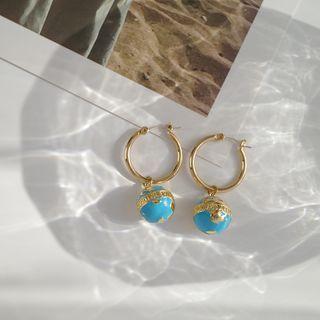 Planet Alloy Dangle Earring 1 Pair - S925 Sterling Silver - Gold & Blue - One Size