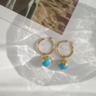 Planet Alloy Dangle Earring 1 Pair - S925 Sterling Silver - Gold & Blue - One Size