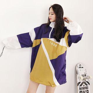 Turtleneck Color Block Oversized Sweatshirt