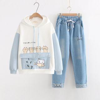 Printed Hoodie / Harem Jeans / Set