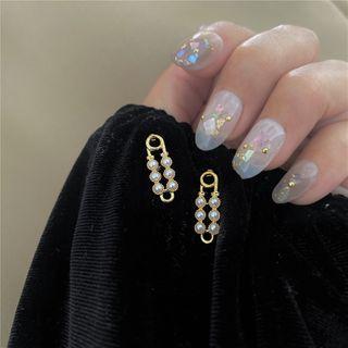 925 Sterling Silver Faux Pearl Safety Pin Earring Stud Earring - 1 Pair - S925 Silver Stud - Gold - One Size