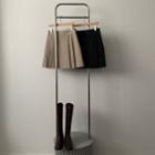 Fray-hem Pleated Miniskirt