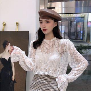 Fluffy Buttoned-up Jacket / Lace Top