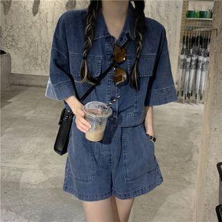Short-sleeve Denim Top / Shorts