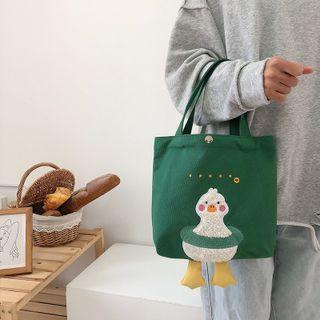 Duck Embroidered Canvas Handbag