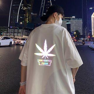 Short-sleeve Reflective Leaf T-shirt