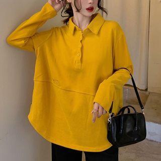 Long-sleeve Zip-side Polo Shirt