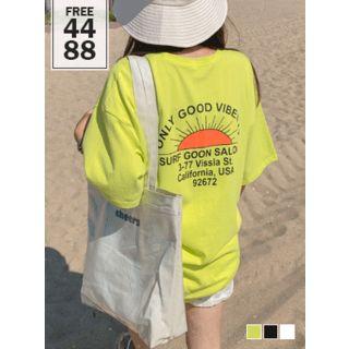 Printed Drop-shoulder Cotton T-shirt