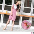 Embroidered V-neck Jumper Dress