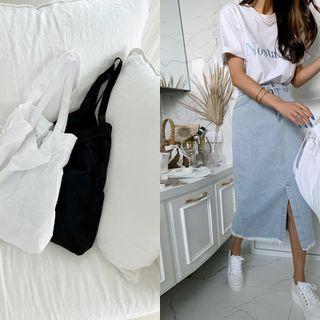 Drawstring Plain Shopper Bag
