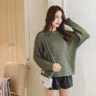 Batwing-sleeve Boxy Sweater