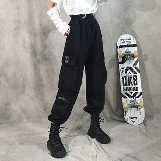 Fleece Lining Gathered Cuff Cargo Pants