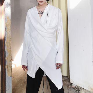 Long-sleeve Draped Long T-shirt