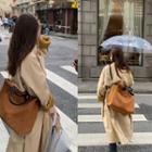 Top Handle Faux Leather Crossbody Bag Light Brown - One Size