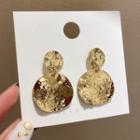 Irregular Textured Alloy Disc Dangle Earring Fe1460 - 1 Pair - Gold - One Size