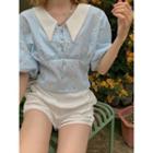 Short-sleeve Floral Collar Top