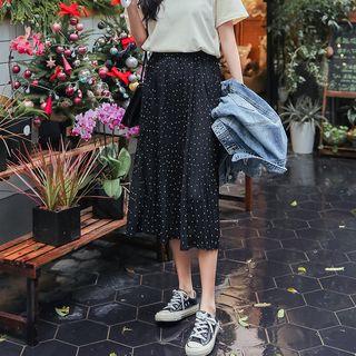 Dotted Midi Skirt Black - One Size
