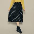 Band-waist Dotted Pleated Skirt