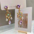 Faux Crystal Dangle Earring 1 Pair - 346 - S925 Silver Needle - Gold - One Size