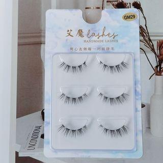 Set Of 3: False Eyelashes (gm29) Black - 10mm