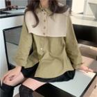 Plain Knit Shawl / Long-sleeve Shirt / Pleated Skirt