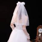Bow Faux Pearl Mesh Wedding Veil White - One Size